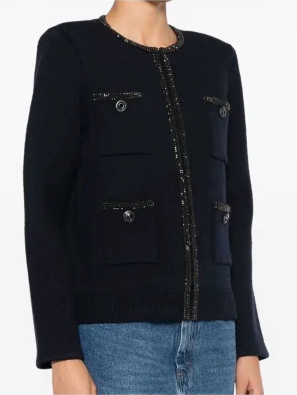 Self Portrait Embellished Jacket With Beaded Trims NEW NWT